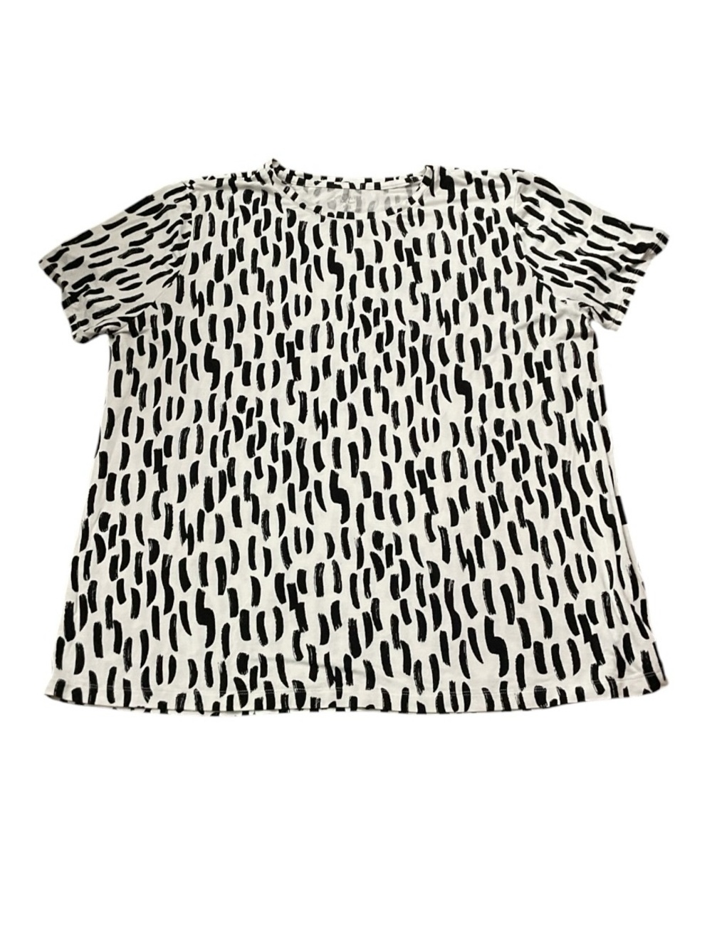 Nine West Black and White Short Sleeve Patterned Tee
